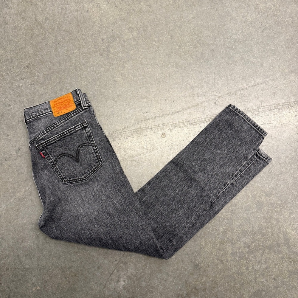 Levis Premium 501 S Skinny Jeans Washed Black Gray Denim‎ Button Fly Womens 29